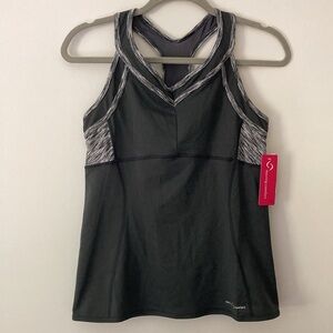 NWT Moving Comfort Foxie Racerback Tank Dark Gray Size M with Mesh Back Accent